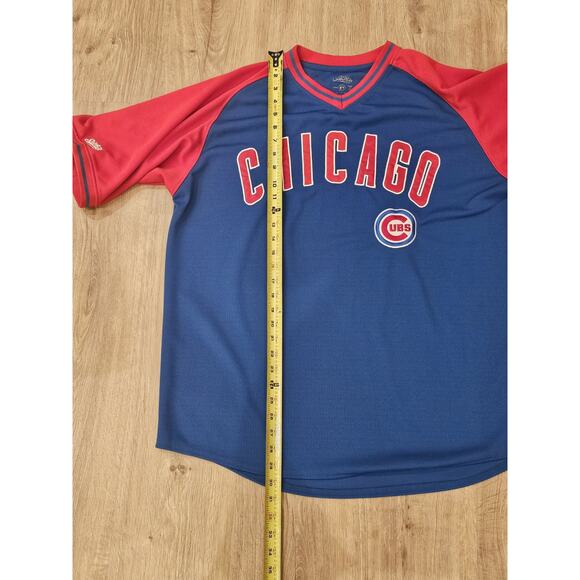 Stitches Embroidered Chicago Cubs Baseball Jersey Shirt XL Blue Red Pullover MLB - Picture 7 of 9